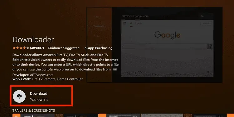 Select Downloader app for Firestick IPTV setup