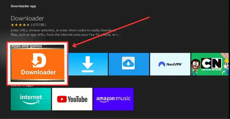 Launch Downloader app on Firestick